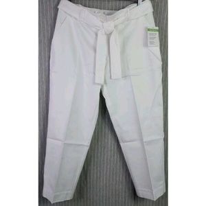 Women’s White Tie-Waist Tapered Pants